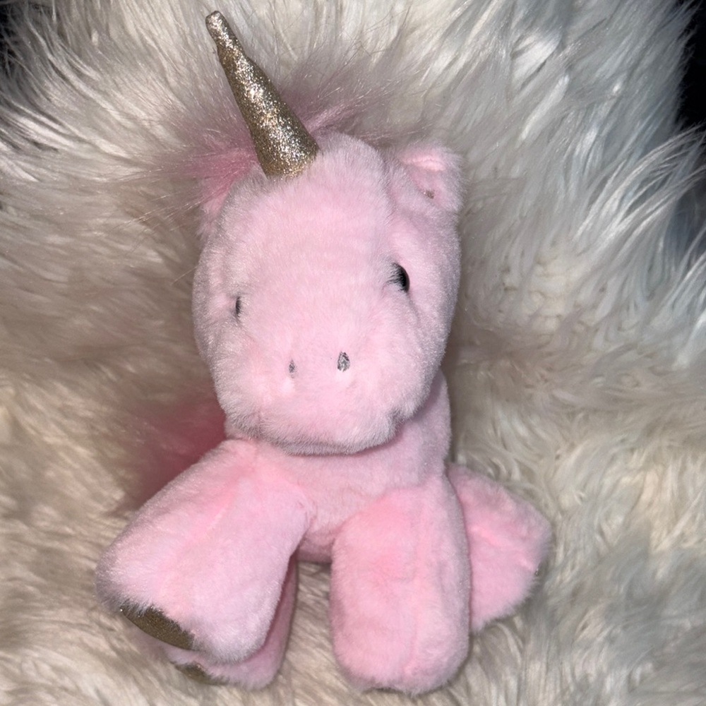 Pink and Silver Stuffed Unicorn Plush